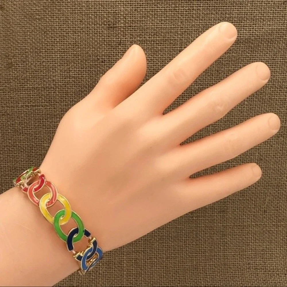 🌼 Rainbow Chain Link Stretch Bracelet